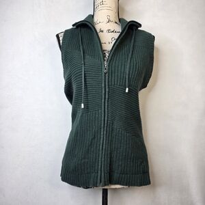 Christopher & banks y2k green ribbed vest sz M